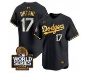 Men's Los Angeles Dodgers #17 Shohei Ohtani Black Gold 2024 World Series Limited Stitched Baseball Jersey