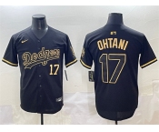 Men's Los Angeles Dodgers #17 Shohei Ohtani Black Gold Limited Stitched Jersey