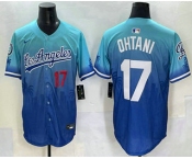 Men's Los Angeles Dodgers #17 Shohei Ohtani Blue 2025 City Connect Limited Stitched Jersey