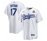 Men's Los Angeles Dodgers #17 Shohei Ohtani White 2024 World Series Cool Base Stitched Baseball Jersey