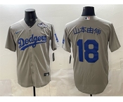 Men's Los Angeles Dodgers #18 山本由伸 Grey 2025 World Series Cool Base Stitched Baseball Jersey Men's Los Angeles Dodgers #18 山本由伸 Grey 2025 World Series Cool Base Stitched Baseball Jersey