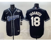 Men's Los Angeles Dodgers #18 Yoshinobu Yamamoto Black 2025 World Series Cool Base Stitched Baseball Jersey Men's Los Angeles Dodgers #18 Yoshinobu Yamamoto Black 2025 World Series Cool Base Stitched Baseball Jersey