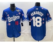 Men's Los Angeles Dodgers #18 Yoshinobu Yamamoto Royal 2025 World Series Patch Tokyo Series Limited Stitched Baseball Jersey Men's Los Angeles Dodgers #18 Yoshinobu Yamamoto Royal 2025 World Series Patch Tokyo Series Limited Stitched Baseball Jersey