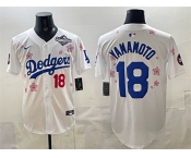 Men's Los Angeles Dodgers #18 Yoshinobu Yamamoto White 2025 World Series Patch Tokyo Series Limited Stitched Baseball Jersey Men's Los Angeles Dodgers #18 Yoshinobu Yamamoto White 2025 World Series Patch Tokyo Series Limited Stitched Baseball Jersey