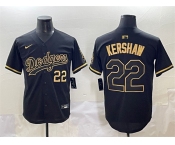 Men's Los Angeles Dodgers #22 Clayton Kershaw Black Gold Limited Stitched Jersey