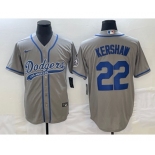 Men's Los Angeles Dodgers #22 Clayton Kershaw Grey Cool Base Stitched Baseball Jersey