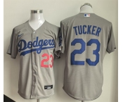 Men's Los Angeles Dodgers #23 Kyle Tucker Grey Cool Base Limited Stitched Baseball Jersey