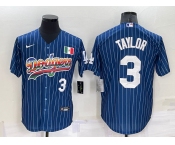 Men's Los Angeles Dodgers #3 Chris Taylor Number Rainbow Blue Red Pinstripe Mexico Cool Base Nike Jersey Men's Los Angeles Dodgers #3 Chris Taylor Number Rainbow Blue Red Pinstripe Mexico Cool Base Nike Jersey