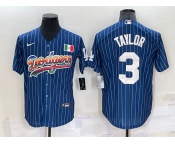 Men's Los Angeles Dodgers #3 Chris Taylor Rainbow Blue Red Pinstripe Mexico Cool Base Nike Jersey Men's Los Angeles Dodgers #3 Chris Taylor Rainbow Blue Red Pinstripe Mexico Cool Base Nike Jersey