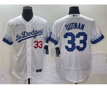 Men's Los Angeles Dodgers #33 James Outman White City Connect Flex Base Stitched Baseball Jersey