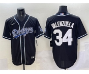 Men's Los Angeles Dodgers #34 Fernando Valenzuela Black Fashion Stitched Baseball Jersey