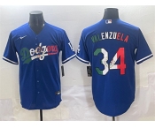 Men's Los Angeles Dodgers #34 Fernando Valenzuela Blue Mexico Stitched Jersey