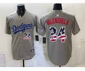 Men's Los Angeles Dodgers #34 Fernando Valenzuela Gray USA 250 Fourth of July Stitched Baseball Jersey Men's Los Angeles Dodgers #34 Fernando Valenzuela Gray USA 250 Fourth of July Stitched Baseball Jersey