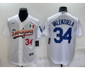 Men's Los Angeles Dodgers #34 Fernando Valenzuela Rainbow Number White Mexico Cool Base Nike Jersey Men's Los Angeles Dodgers #34 Fernando Valenzuela Rainbow Number White Mexico Cool Base Nike Jersey