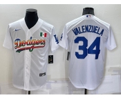 Men's Los Angeles Dodgers #34 Fernando Valenzuela Rainbow White Mexico Cool Base Nike Jersey Men's Los Angeles Dodgers #34 Fernando Valenzuela Rainbow White Mexico Cool Base Nike Jersey