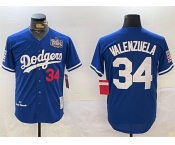 Men's Los Angeles Dodgers #34 Toro Valenzuela Royal 2024 World Series 1981 Cooperstown Stitched Baseball Jersey