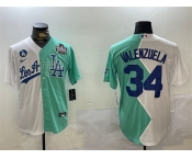 Men's Los Angeles Dodgers #34 Toro Valenzuela White Green Split 2024 World Series All-Star Cool Base Stitched Baseball Jersey