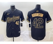 Men's Los Angeles Dodgers #42 Jackie Robinson Black Gold Limited Stitched Jersey
