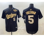 Men's Los Angeles Dodgers #5 Freddie Freeman Black Gold 2025 World Series Limited Stitched Baseball Jersey Men's Los Angeles Dodgers #5 Freddie Freeman Black Gold 2025 World Series Limited Stitched Baseball Jersey