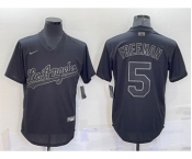 Men's Los Angeles Dodgers #5 Freddie Freeman Black Pullover Turn Back The Clock Stitched Cool Base Jersey