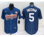 Men's Los Angeles Dodgers #5 Freddie Freeman Rainbow Blue Red Pinstripe Mexico Cool Base Nike Jersey Men's Los Angeles Dodgers #5 Freddie Freeman Rainbow Blue Red Pinstripe Mexico Cool Base Nike Jersey