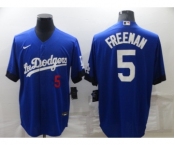 Men's Los Angeles Dodgers #5 Freddie Freeman Royal City Connect Flex Base Stitched Jersey