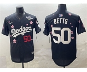 Men's Los Angeles Dodgers #50 Mookie Betts Black 2025 World Series Patch Tokyo Series Limited Stitched Baseball Jersey Men's Los Angeles Dodgers #50 Mookie Betts Black 2025 World Series Patch Tokyo Series Limited Stitched Baseball Jersey