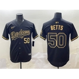 Men's Los Angeles Dodgers #50 Mookie Betts Black Gold Limited Stitched Jersey