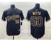 Men's Los Angeles Dodgers #50 Mookie Betts Black Gold Limited Stitched Jersey