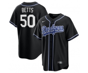 Men's Los Angeles Dodgers #50 Mookie Betts Black Lights Out Limited Stitched Baseball Jersey