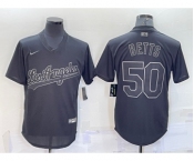 Men's Los Angeles Dodgers #50 Mookie Betts Black Pullover Turn Back The Clock Stitched Cool Base Jersey