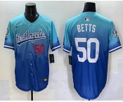 Men's Los Angeles Dodgers #50 Mookie Betts Blue 2025 City Connect Limited Stitched Jersey