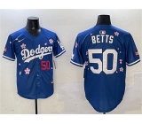 Men's Los Angeles Dodgers #50 Mookie Betts Royal 2025 Tokyo Series Limited Stitched Baseball Jersey
