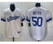 Men's Los Angeles Dodgers #50 Mookie Betts White City Connect Cool Base Stitched Jersey