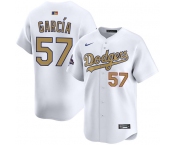 Mens Los Angeles Dodgers #57 Luis Garcia 2025 White Gold Collection Limited Jersey
