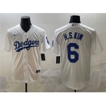 Men's Los Angeles Dodgers #6 H.S.Kim White Cool Base Stitched Baseball Jersey