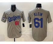 Men's Los Angeles Dodgers #61 Will Klein Gray 2025 World Series Champions Patch Cool Base Limited Stitched Baseball Jersey Men's Los Angeles Dodgers #61 Will Klein Gray 2025 World Series Champions Patch Cool Base Limited Stitched Baseball Jersey