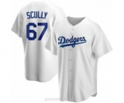 Men's Los Angeles Dodgers #67 Vin Scully White Stitched MLB Cool Base Nike Jersey