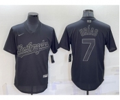 Men's Los Angeles Dodgers #7 Julio Urias Black Pullover Turn Back The Clock Stitched Cool Base Jersey