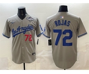 Men's Los Angeles Dodgers #72 Miguel Rojas Grey 2025 World Series Patch Limited Stitched Baseball Jersey Men's Los Angeles Dodgers #72 Miguel Rojas Grey 2025 World Series Patch Limited Stitched Baseball Jersey