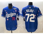 Men's Los Angeles Dodgers #72 Miguel Rojas Royal 2025 World Series Patch Tokyo Series Limited Stitched Baseball Jersey Men's Los Angeles Dodgers #72 Miguel Rojas Royal 2025 World Series Patch Tokyo Series Limited Stitched Baseball Jersey