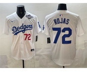 Men's Los Angeles Dodgers #72 Miguel Rojas White 2025 World Series Patch Limited Stitched Baseball Jersey Men's Los Angeles Dodgers #72 Miguel Rojas White 2025 World Series Patch Limited Stitched Baseball Jersey