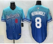 Men's Los Angeles Dodgers #8 Enrique Hernandez Blue 2025 City Connect Limited Stitched Jersey