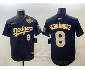 Men's Los Angeles Dodgers #8 Enrique Hernández Black Gold 2025 World Series Limited Stitched Baseball Jersey Men's Los Angeles Dodgers #8 Enrique Hernández Black Gold 2025 World Series Limited Stitched Baseball Jersey