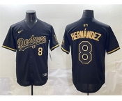 Men's Los Angeles Dodgers #8 Enrique Hernández Black Gold Limited Stitched Jersey