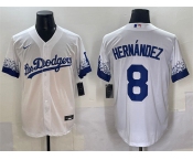 Men's Los Angeles Dodgers #8 Enrique Hernández White City Connect Cool Base Stitched Jersey