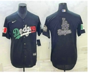 Men's Los Angeles Dodgers Big Logo Mexico Black Cool Base Stitched Baseball Jersey10