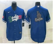 Men's Los Angeles Dodgers Big Logo Navy Blue Pinstripe Stitched MLB Cool Base Nike Jersey1