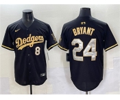 Men's Los Angeles Dodgers Front #8 Back #24 Kobe Bryant Black Gold Limited Stitched Baseball Jersey