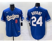 Men's Los Angeles Dodgers Front #8 Back #24 Kobe Bryant Blue Gold Cool Base Stitched Baseball Jersey